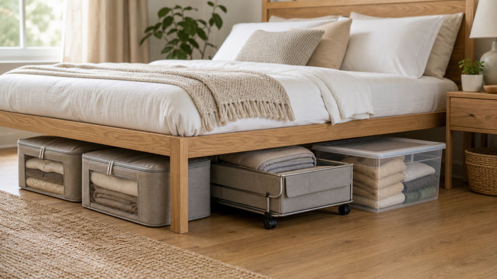 Best under bed storage containers organized beneath a bed