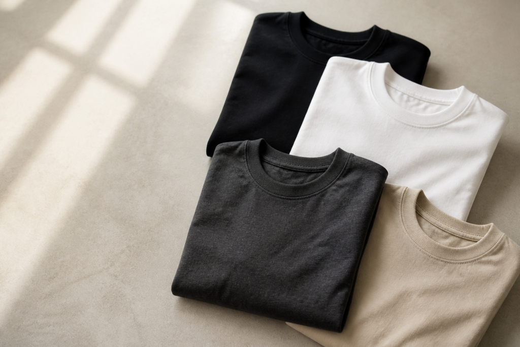 heavyweight plain t-shirts in neutral colors