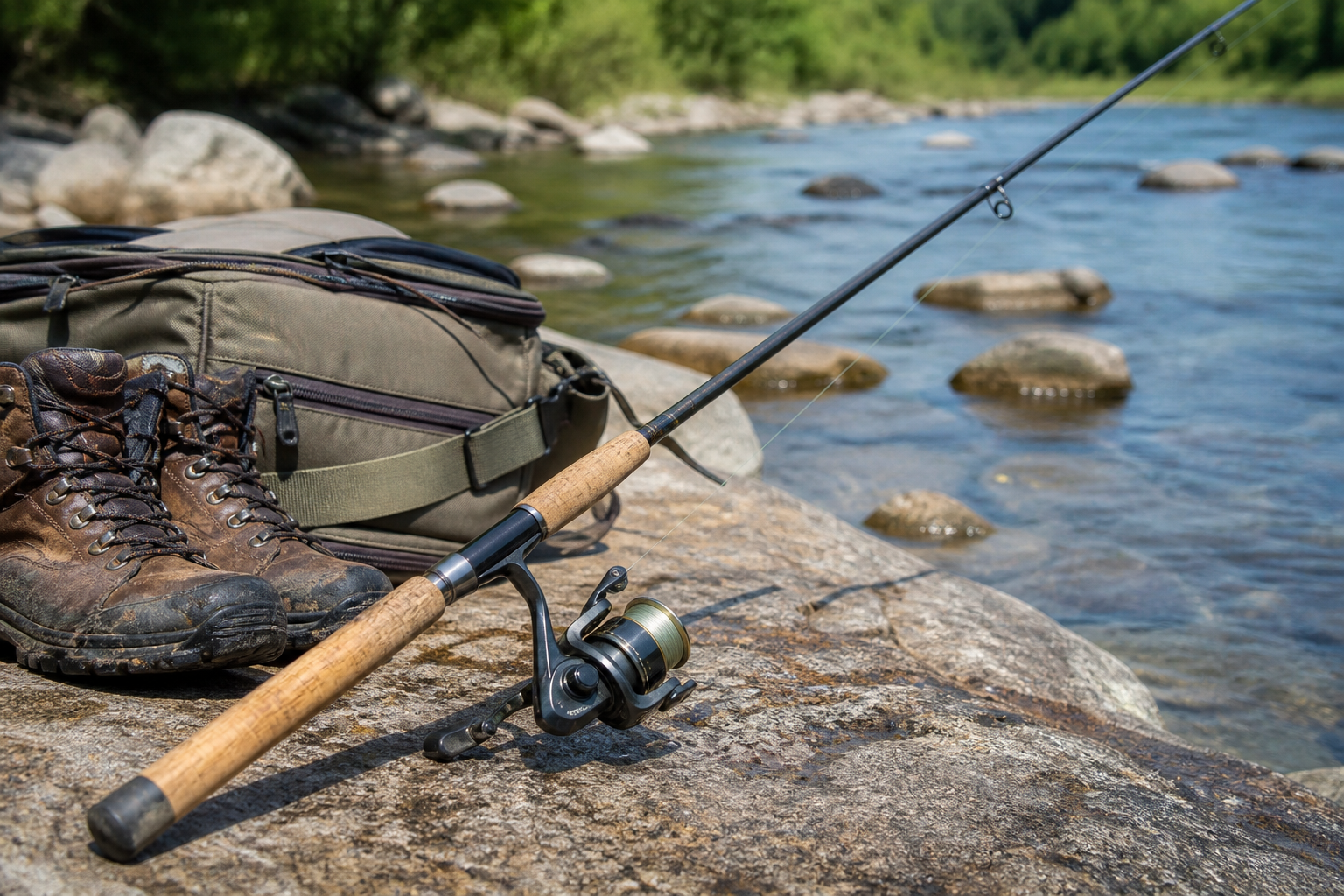 best fishing rods for beginners by a riverbank